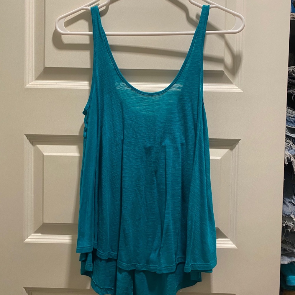 Turquoise flowy tank